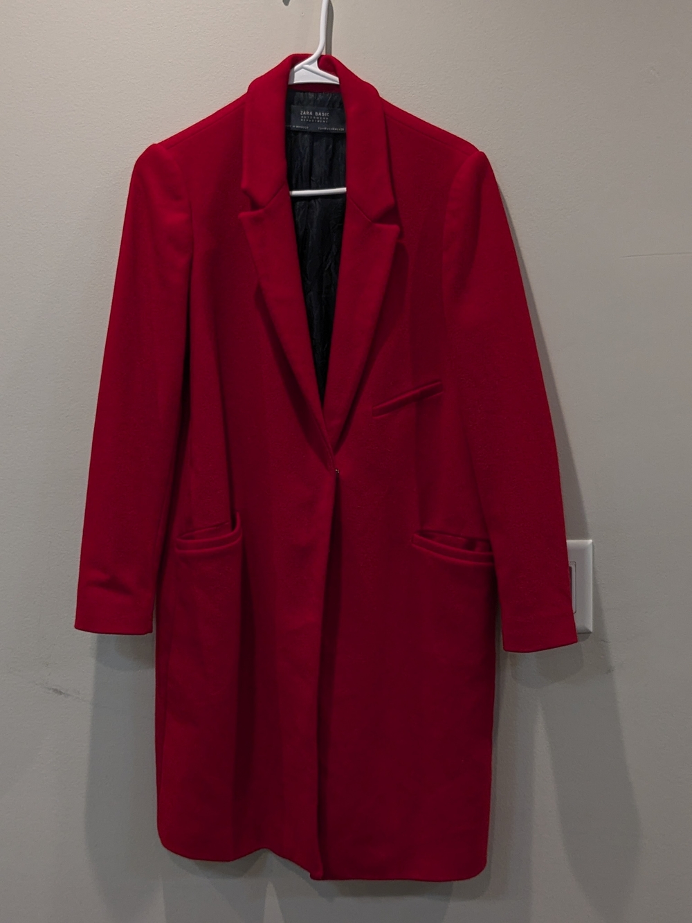 Zara Red Basic Pea Coat Size M
